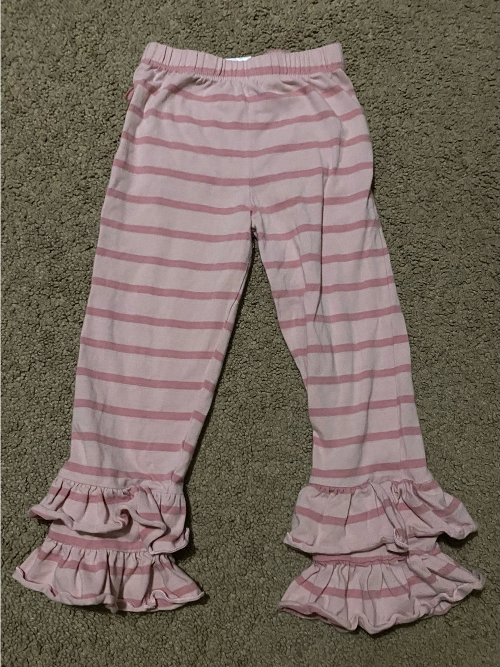 Ruffle Butts Pink and Light Pink Striped Ruffle-Hem Pants